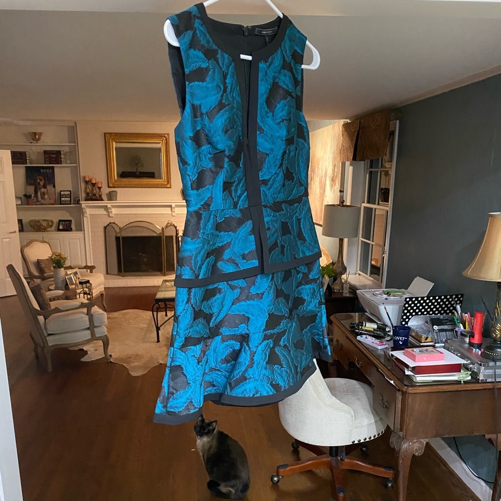 BCBG MazAzria turquoise/black cocktail dress, sz 2